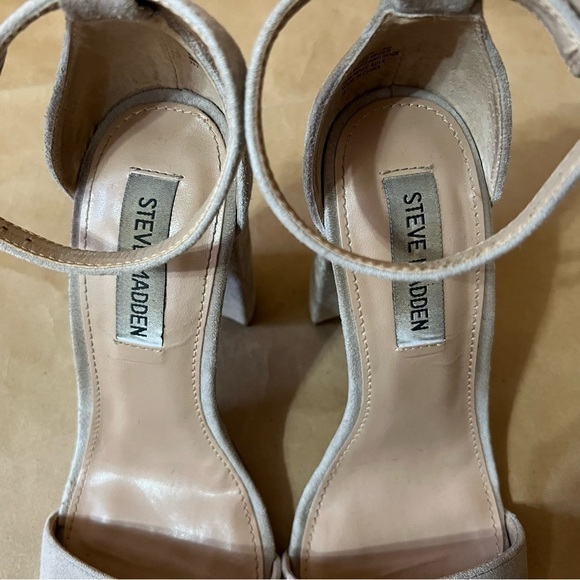 Steve Madden | Carrson Block Heel Ankle Strap Sandal High Heel Taupe Size 7.5 - Picture 7 of 13
